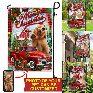 Merry Christmas House Flag - Custom Pet Photo Flag - Christmas Gift, Gift For Pet Lovers