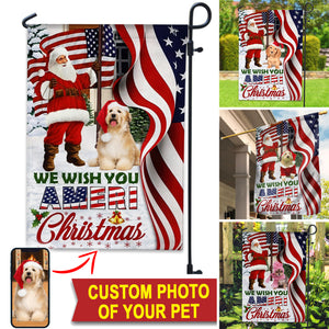 We Wish You Ameri Christmas  - Custom Pet Photo And Name Flag - Christmas Gift, Gift For Pet Lovers