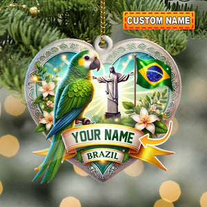 Custom Name Brazil Ornament, Christmas Gift for Brazil Lover