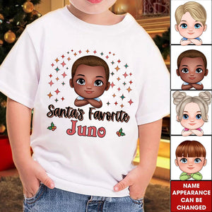 Santa's Favorite, Custom Appearance And Name - Personalized Kid Christmas T-Shirt - Gift For Family, Gift For Kids