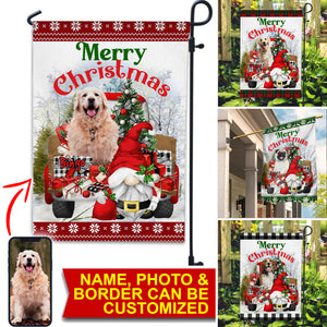 Merry Christmas- Personalized Pet Photo And Name Flag - Christmas Gift, Gift For Pet Lovers