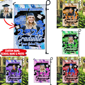 Congrats Graduate 2024 - Custom Photo And Texts Graduation Flag - Graduation Gift