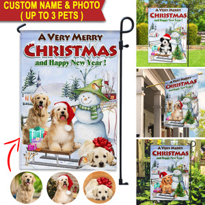 A Very Merry Christmas And Happy New Year - Custom Photo Flag - Christmas Gift, Gift For Pet Lover