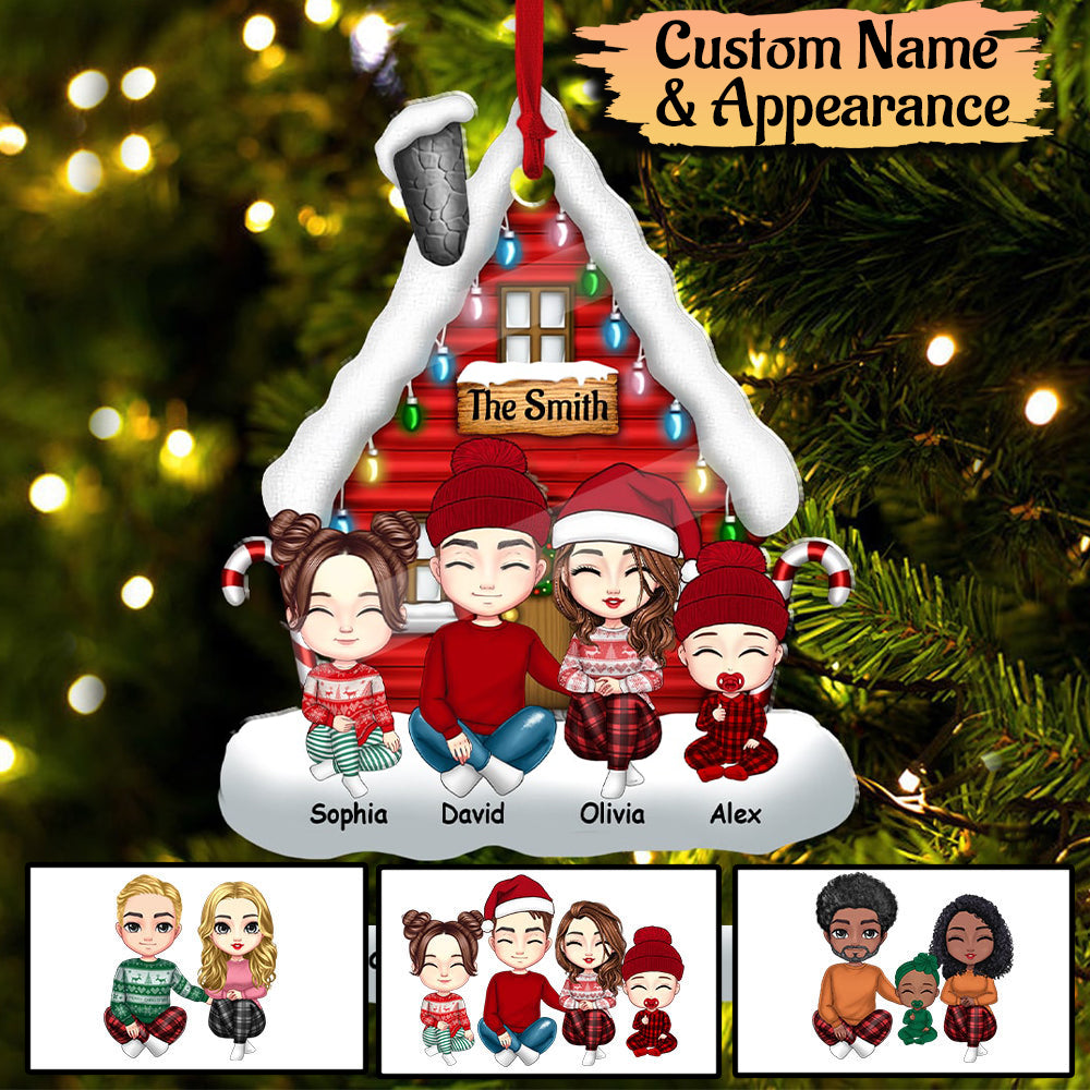 Christmas Snow House Family Members - Personalized Acrylic Ornament - Gift For Family, Xmas Gift