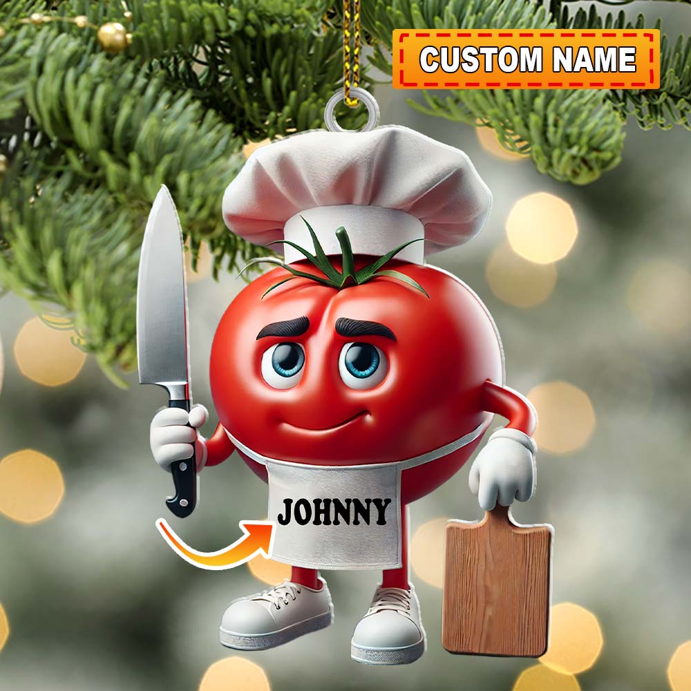 Tomato Chef Christmas Ornament, Personalized Ornament