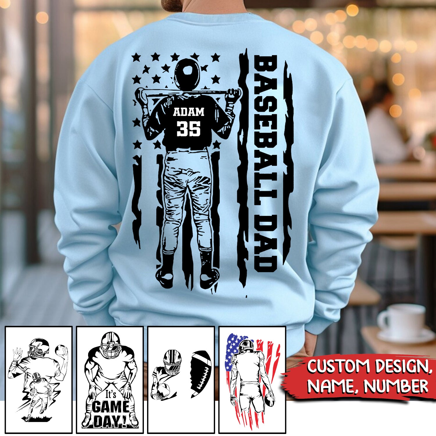 Custom Name, Number And Sport Background, Personalized Sweatshirt