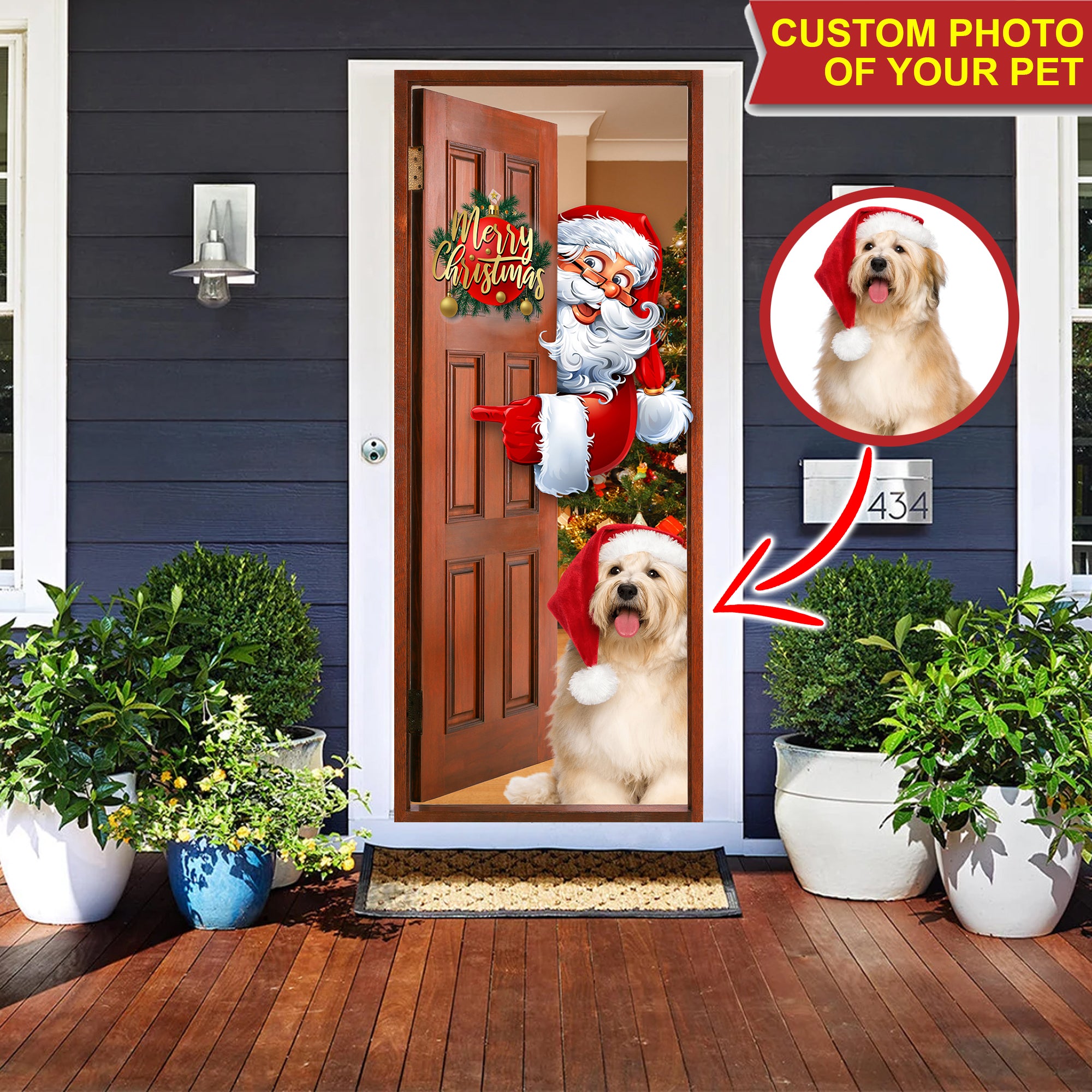 Santa Door Decor - Christmas Door Covers - Outdoor Christmas Decorations - Front Door Decor - Personalized Holiday Door Covers