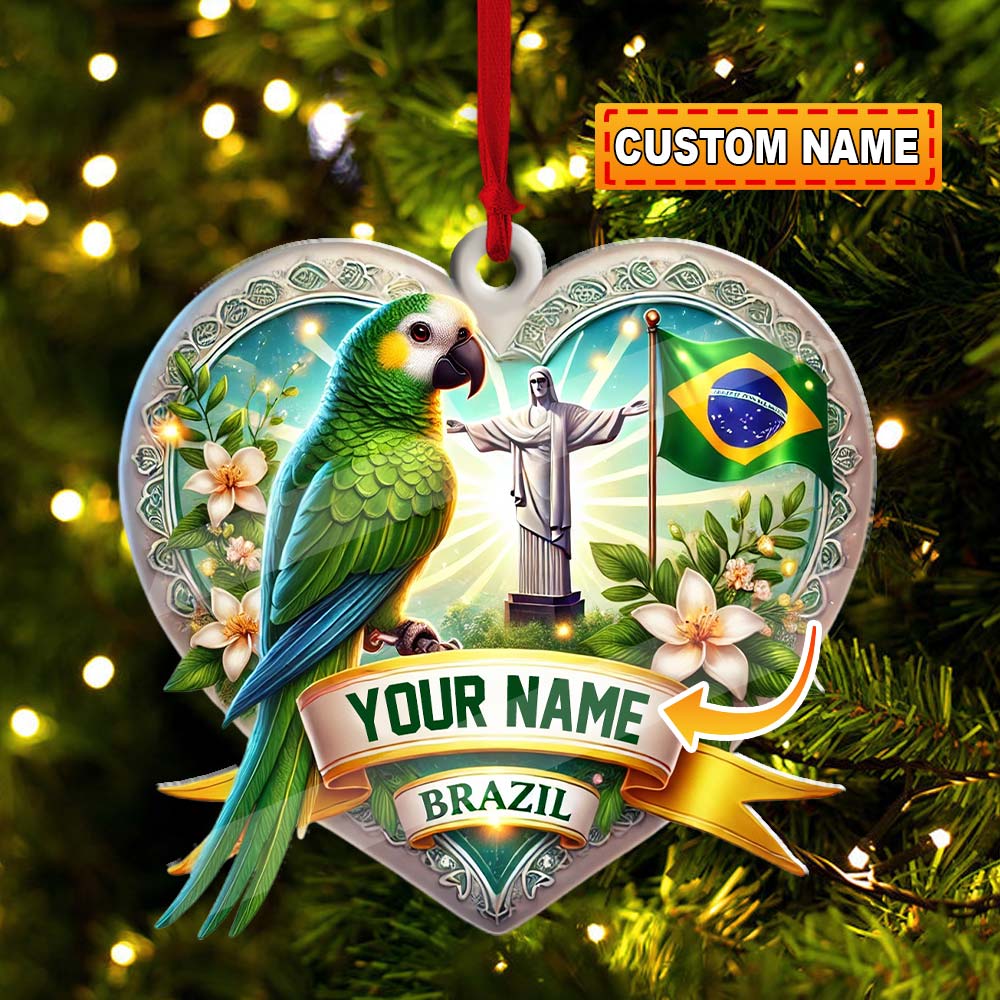 Custom Name Brazil Ornament, Christmas Gift for Brazil Lover