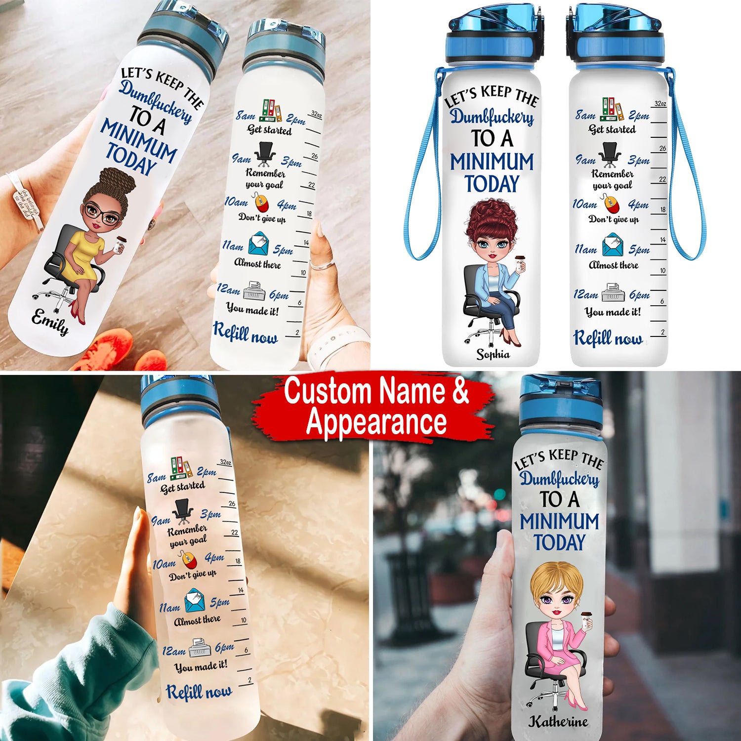 Let's Keep The Dumbfuckery To A Minimum Today, Custom Appearance And Name, Personalized Tracker Bottle