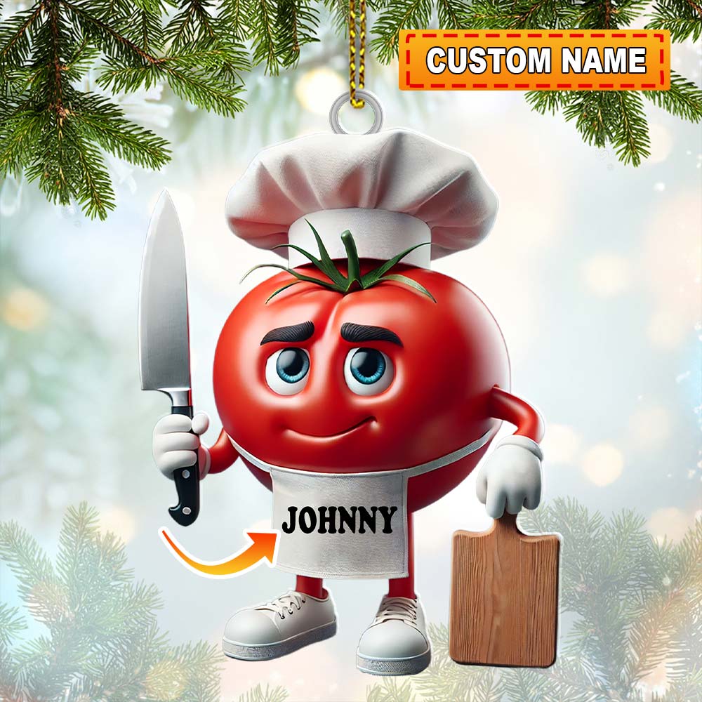 Tomato Chef Christmas Ornament, Personalized Ornament