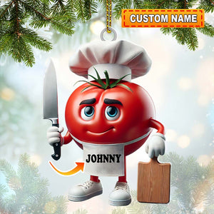 Tomato Chef Christmas Ornament, Personalized Ornament