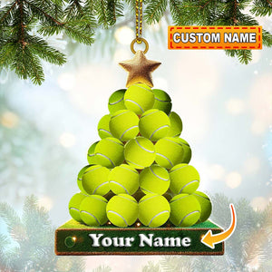 Tennis Ball Tree Christmas Ornament, Personalized Ornament