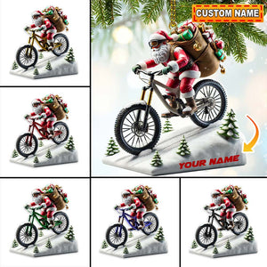 Santa Bike Ornament, Personalized Ornament