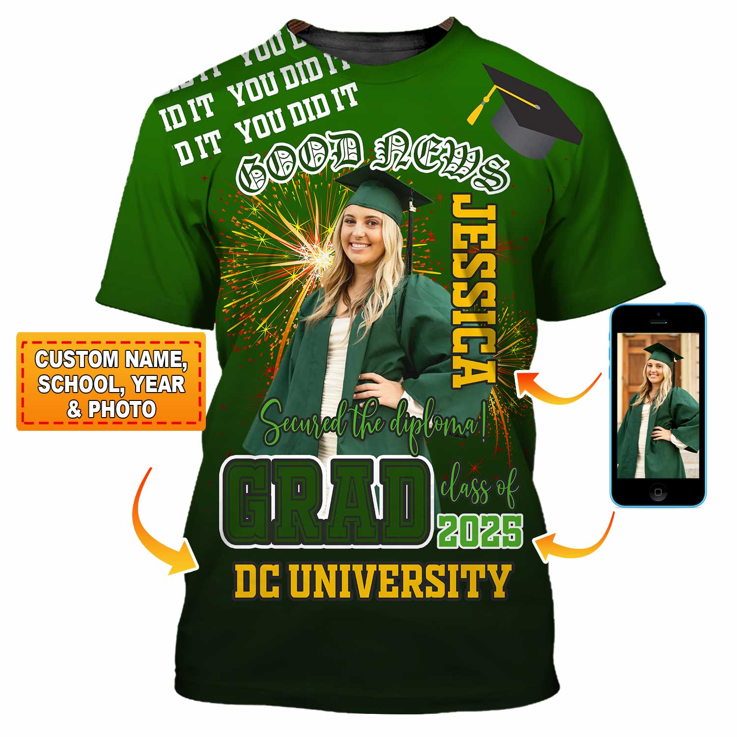 Unisex Shirt - Custom Text Shirt, Grad Shirt