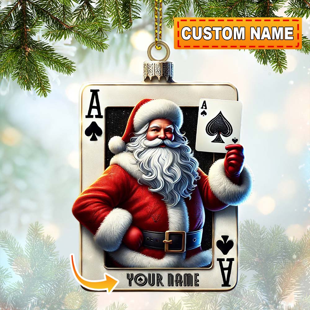 Santa Poker Ornament, Personalized Ornament