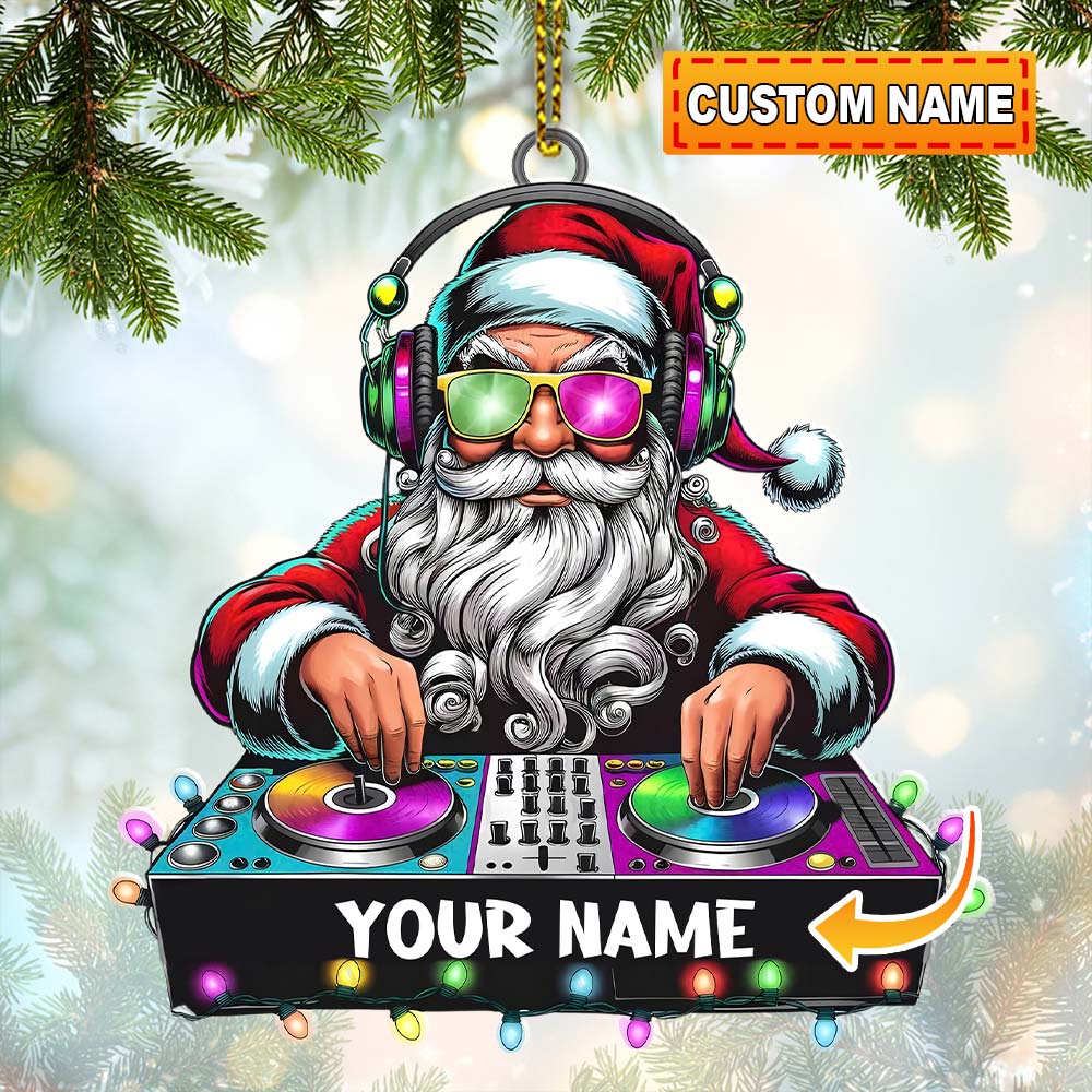 DJ Santa Ornament, Personalized Ornament