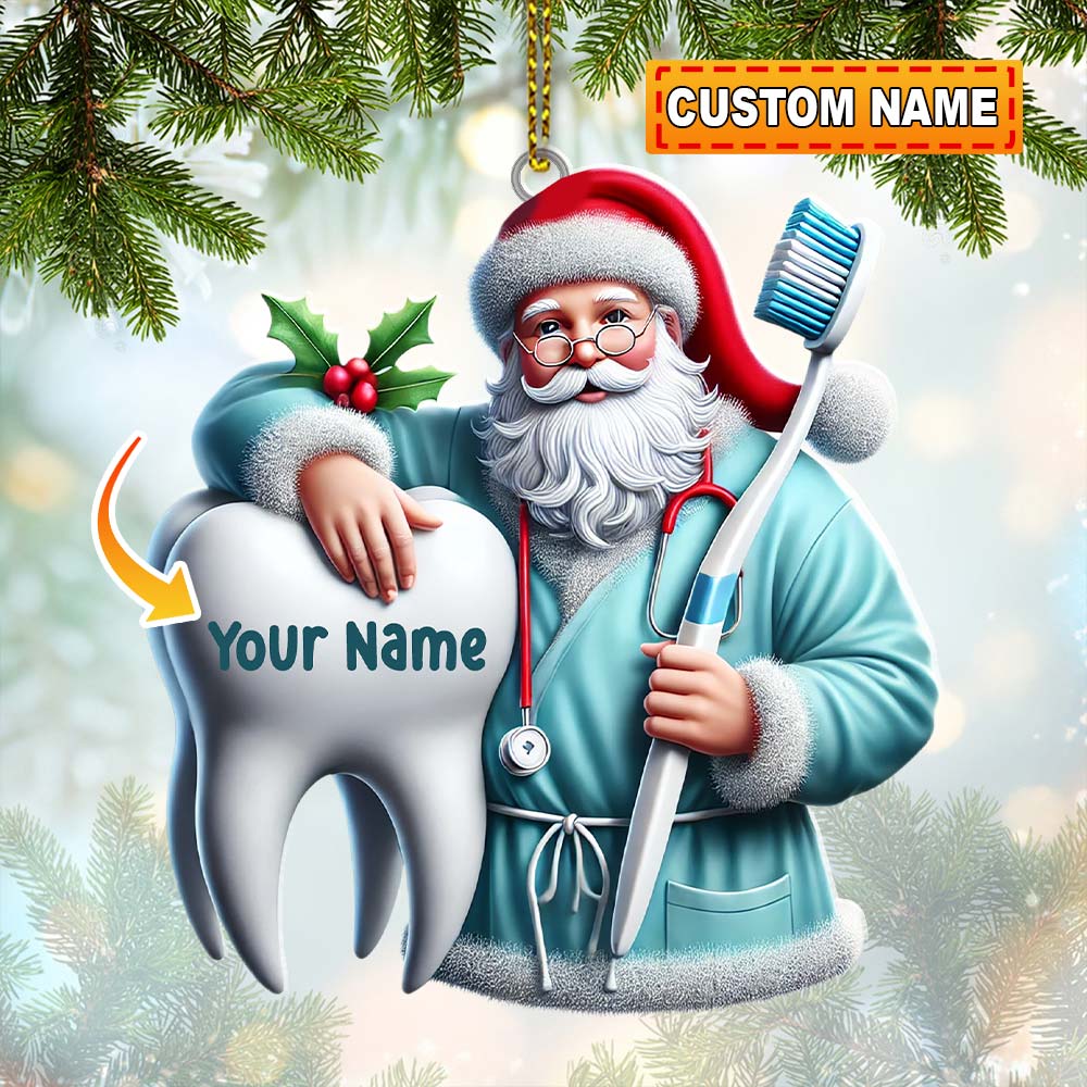 Santa Dentist Ornament, Personalized Ornament