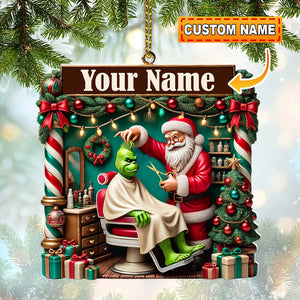 Custom Barber Santa Ornament, Personalized Ornament