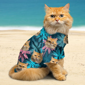 Personalized Cutie Kitty Hawaiian Shirt, Custom Pet Photo Gift