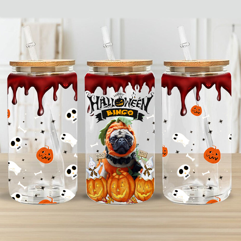 Personalized Halloween Dog Glass Bottle, Frosted Bottle