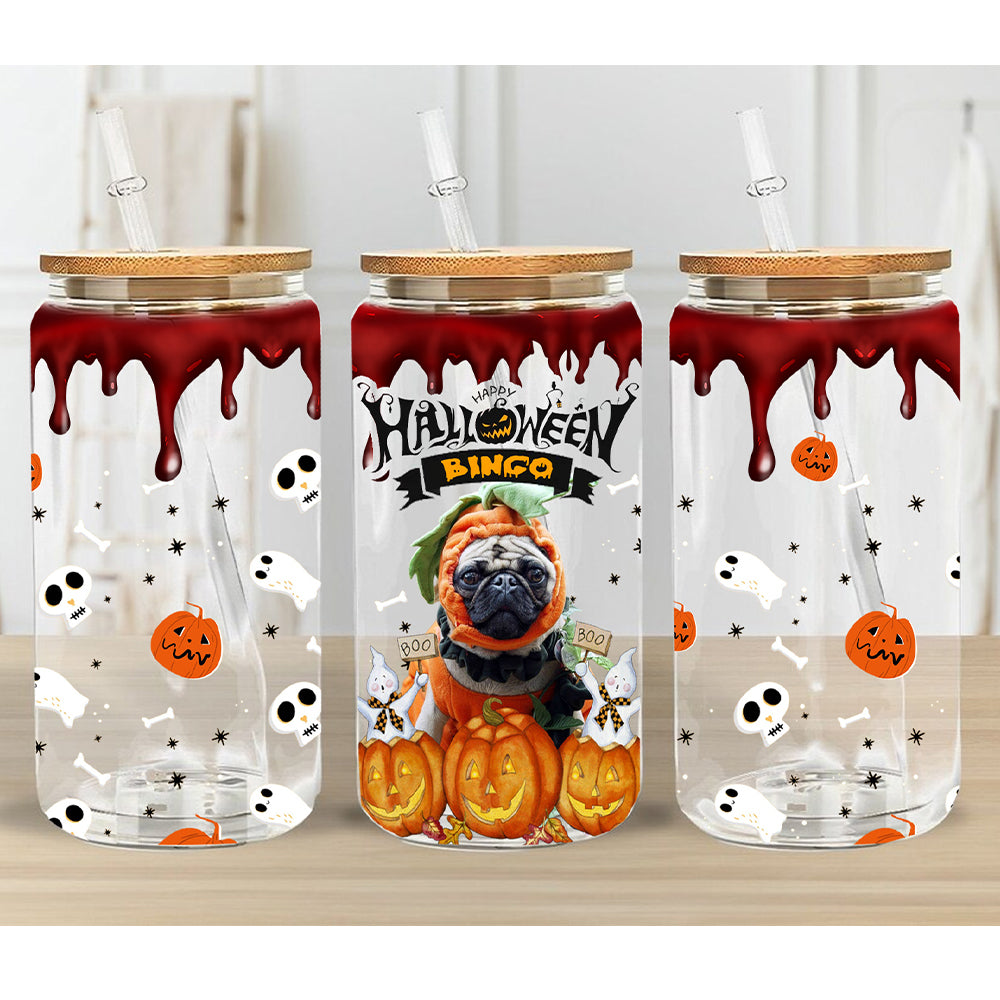 Personalized Halloween Dog Glass Bottle, Frosted Bottle