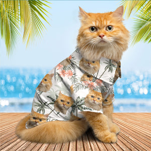 Personalized Cutie Kitty Hawaiian Shirt, Custom Pet Photo Gift