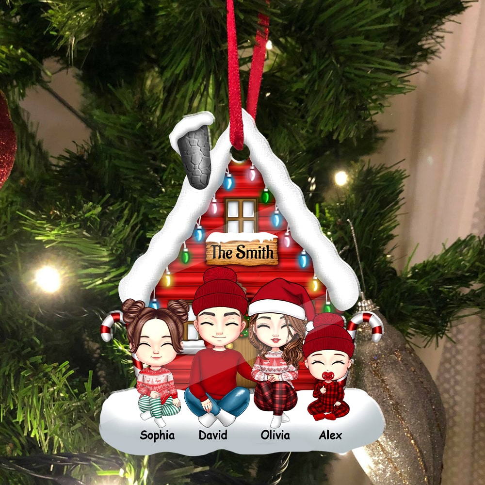 Christmas Snow House Family Members - Personalized Acrylic Ornament - Gift For Family, Xmas Gift