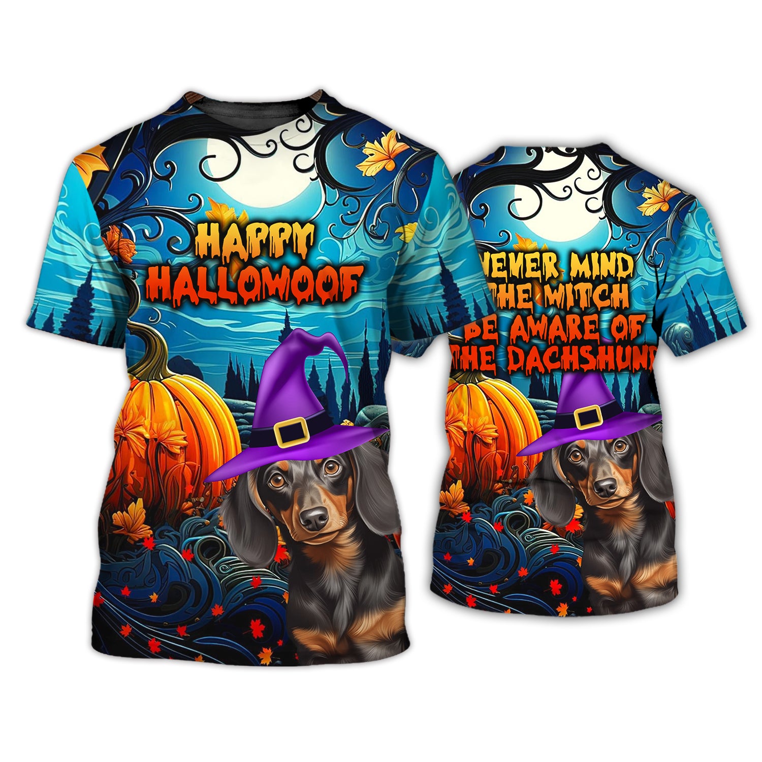 Happy Hallowoof - Never Mind The Witch Be Aware Of Pet - Personalized Halloween 3D Shirt, Halloween Gift