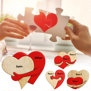 A Hug From My Heart For You, Couple Gift, Personalized Couple Puzzle Wooden