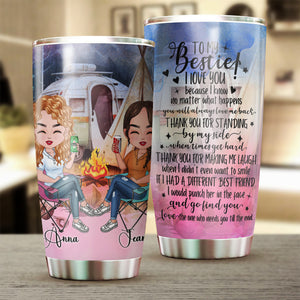 To My Bestie I Love You, Thank You To Standing By My Side, Personalized Camping Besties Tumbler, Gift For Best Friend