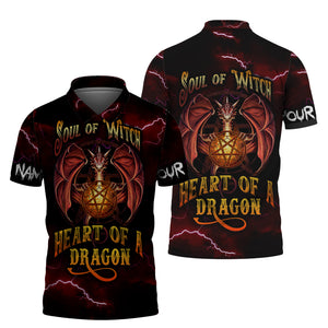 Dragon -  Soul Of A Witch Heart Of A Dragon - Custom Name - Personalized 3D Shirt, Halloween Gift