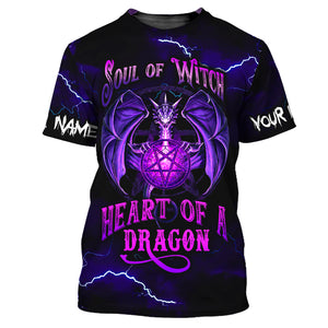 Dragon -  Soul Of A Witch Heart Of A Dragon - Custom Name - Personalized 3D Shirt, Halloween Gift