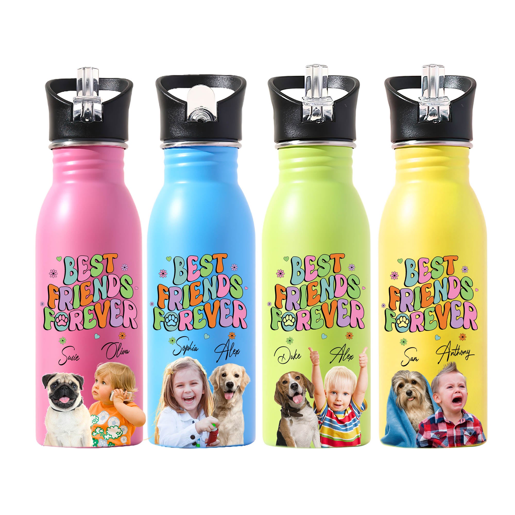 Best Friend Forever - Custom Photo And Name - Personalized Stainless Steel Bottle