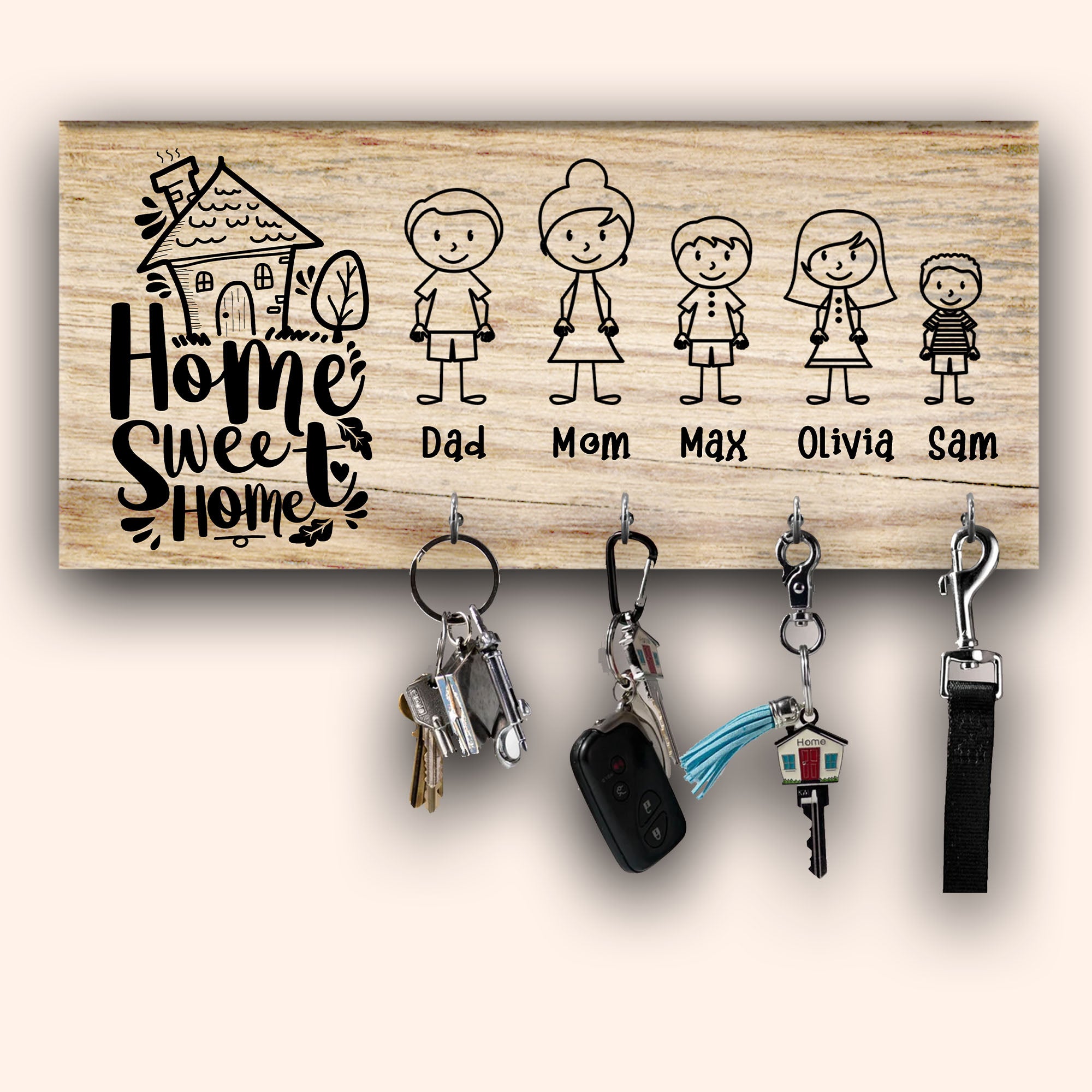 Welcome Home - Home Sweet Home - Custom Appearance And Name - Personalized Key Hanger, Key Holder - Family Gift