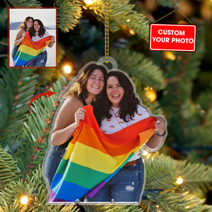 Gift For LGBTQ - LGBTQ Family Photo - Custom Photo, Personalized Acrylic Ornament - Family Gift