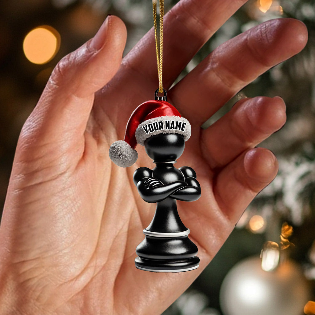 Black And White Chess Christmas Ornament, Personalized Ornament