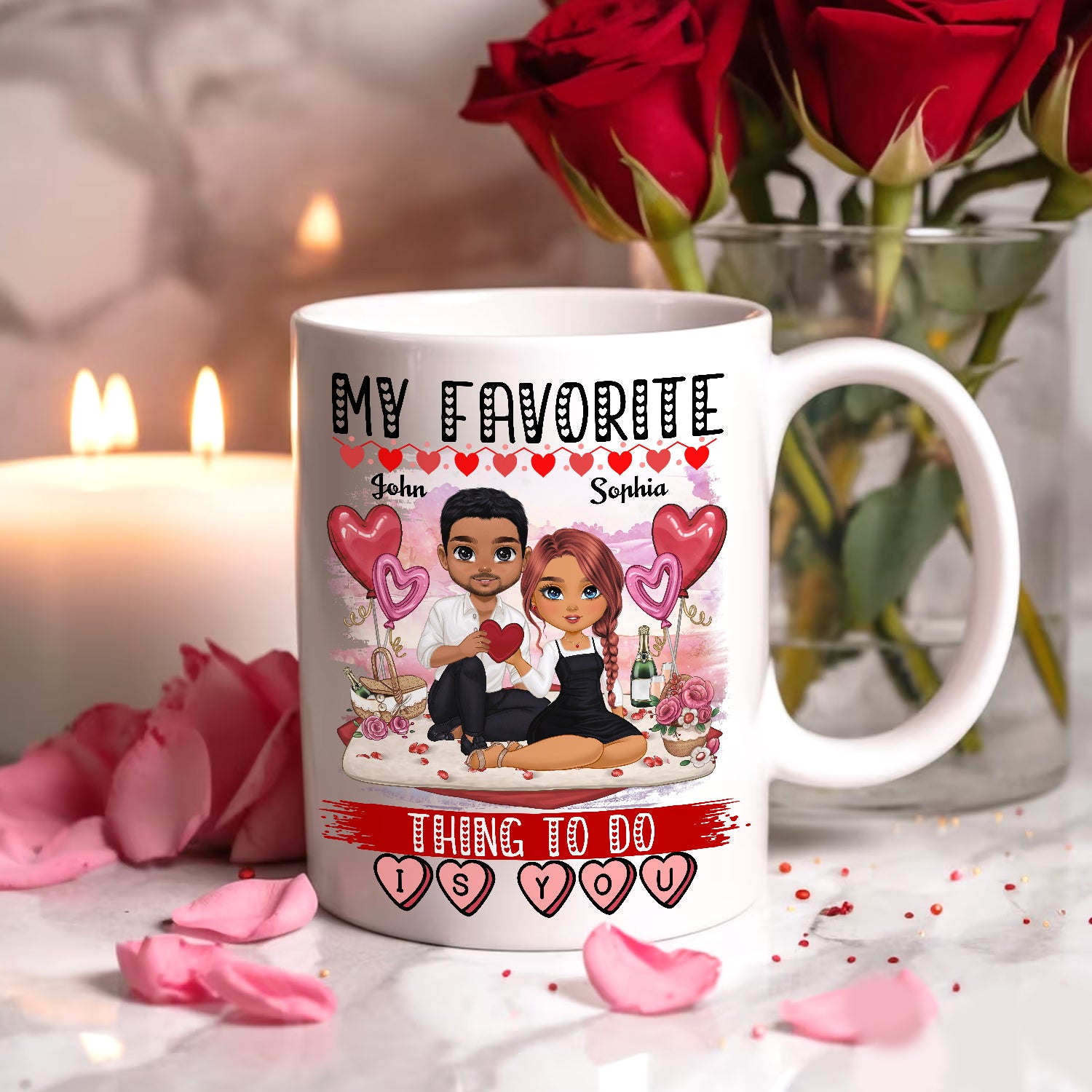 My Favorite Thing To Do Is You- Custom Appearances And Names, Personalized White Mug