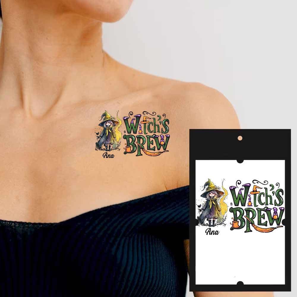 Witch's Brew, Custom Text Temporary Tattoo, Personalized Tattoo, Fake Tattoo