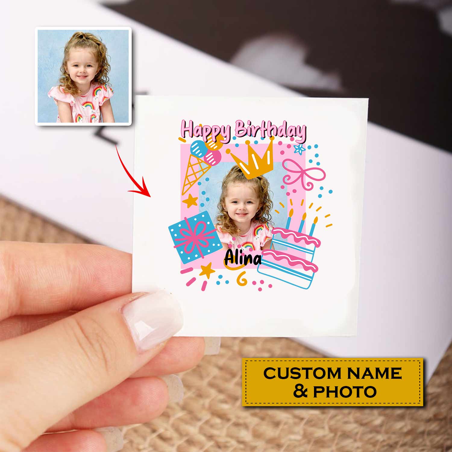 Tattoo For Birthday, Custom Photo And Text Temporary Tattoo, Personalized Tattoo, Fake Tattoo