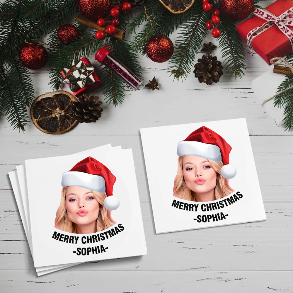 Merry Christmas, Custom Photo And Text Temporary Tattoo, Personalized Tattoo, Fake Tattoo