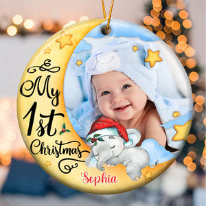 My Baby First Christmas, Custom Photo And Name- Personalized Ceramic Ornament - Gift For Christmas, Gift For Family