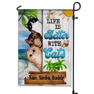 Personalized Summer Cat Flag, Life Is Better With Cats, Gift For Cat Lovers