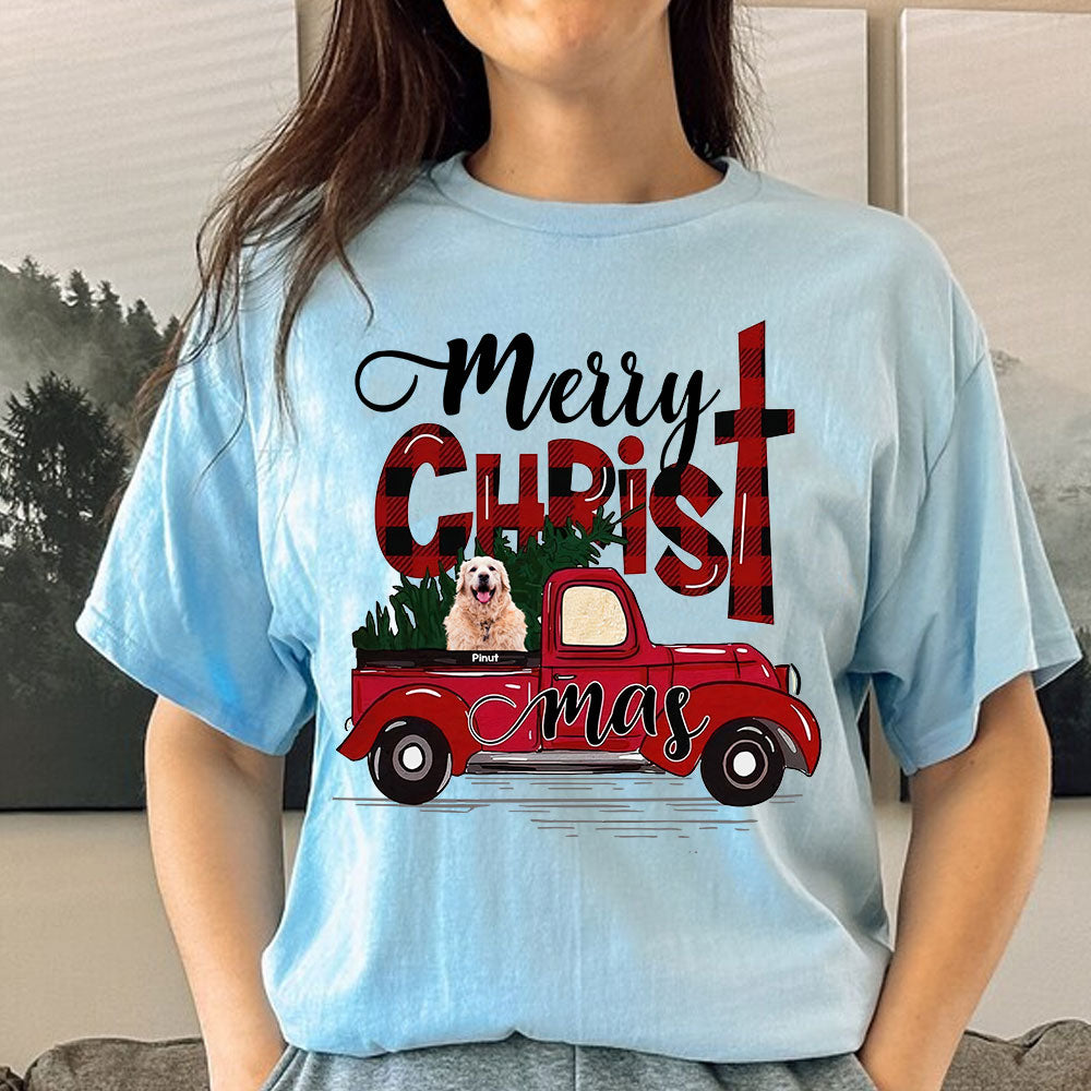 Merry Christmas Pet Photo - Gift For Pet Lover - Personalized T-Shirt