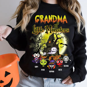 Grandma Of Little Monsters - Custom Characters And Name - Personalized Sweatshirt - Halloween Family Gift