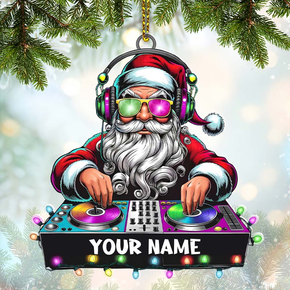 DJ Santa Ornament, Personalized Ornament