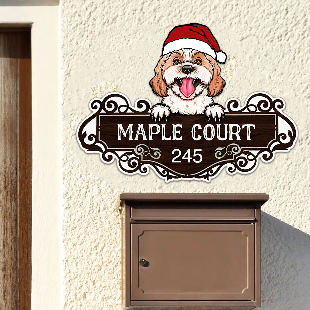 Merry Christmas - Colorful Dog Cat Address Sign - Personalized Metal Sign - Gift For Pet Lover