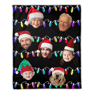 Custom Face Photo, Personalized Fleece Blanket - Gift For Christmas, Family Gift