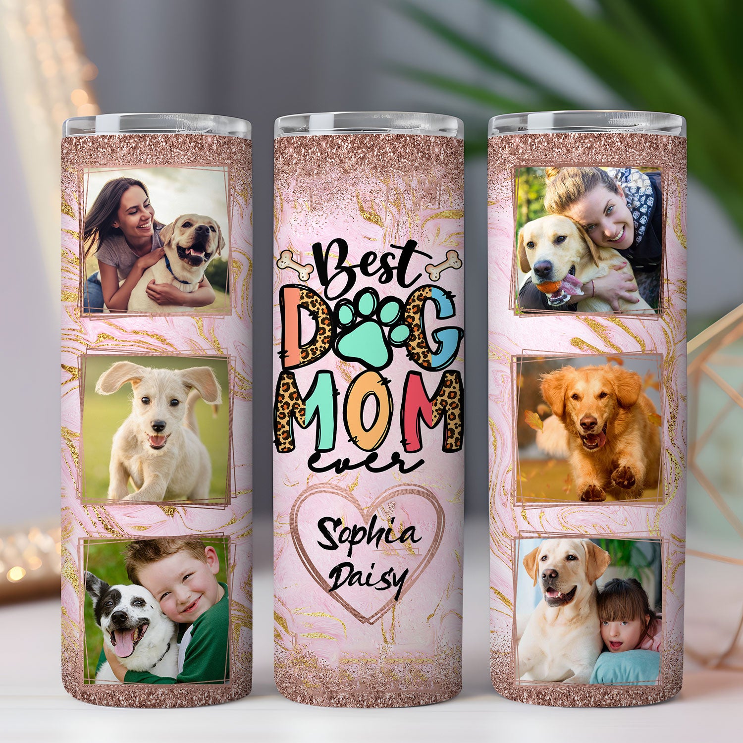 Custom Photo Dog Mom, Pet Skinny Tumbler, Gift For Dog Lover