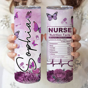 Personalized Nurse Skinny Tumbler, Nurse Butterfly, Gift for Nurse