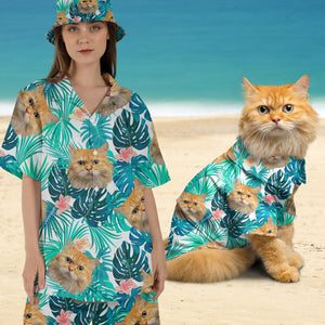 Personalized Cutie Kitty Hawaiian Shirt, Custom Pet Photo Gift